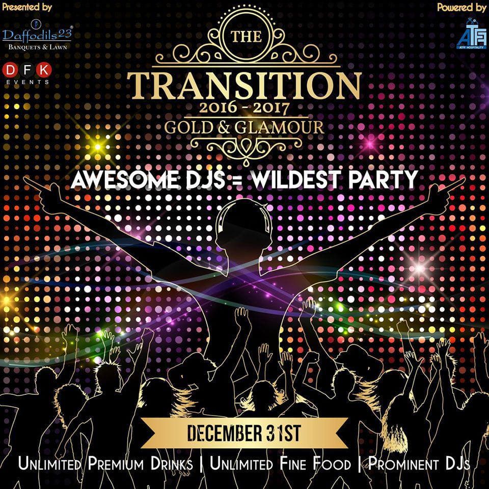 The Transition — main event poster, Gold & Glamour theme