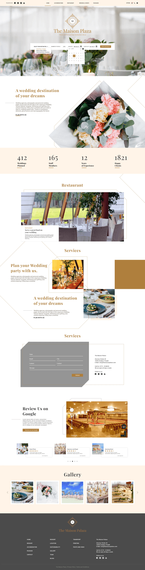 Daffodils 23 Banquets & Lawn — WordPress homepage with galleries, menus, and enquiry forms
