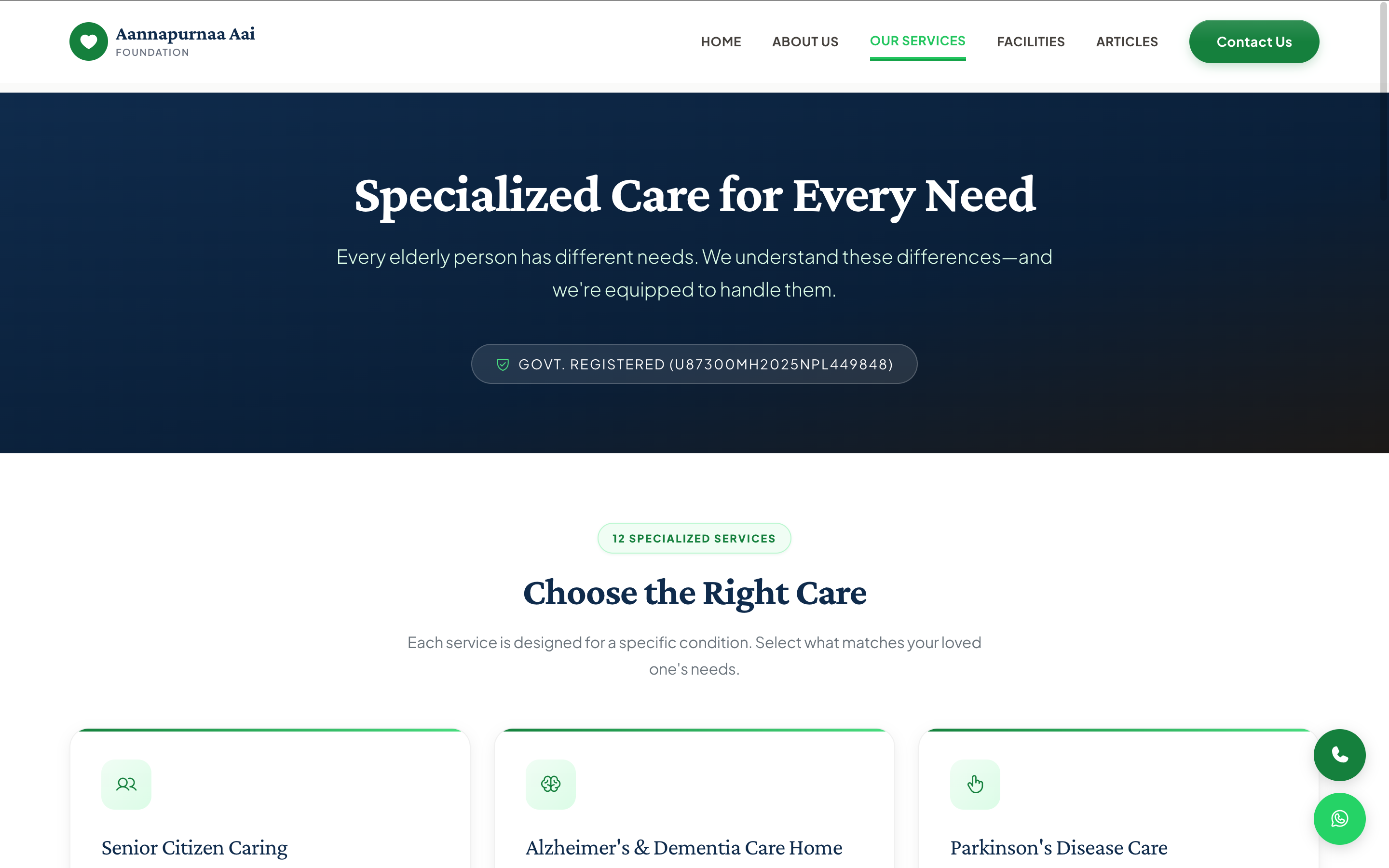 Aannapurnaa — a service pillar page from the shared template